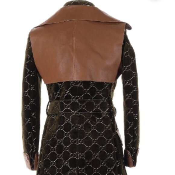 GUCCI GG LOGO MONOGRAM COAT SZ: EU(IT) 38 / US 2 SOFT RICH VELVET & LEATHER - Picture 5 of 16